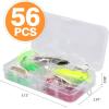 imageFishing Lures Kit for Freshwater Bait Tackle Kit for Bass Trout Salmon Fishing Accessories Tackle Box Including Spoon Lures Soft Plastic WormsFishing Lures kit 56 pcs