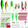 imageFishing Lures Kit for Freshwater Bait Tackle Kit for Bass Trout Salmon Fishing Accessories Tackle Box Including Spoon Lures Soft Plastic WormsFishing Lures kit 56 pcs