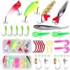 imageFishing Lures Kit for Freshwater Bait Tackle Kit for Bass Trout Salmon Fishing Accessories Tackle Box Including Spoon Lures Soft Plastic WormsFishing Lures Kit 33 Pcs