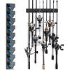 imageRESTCLOUD Wall Mounted Fishing Rod Holder Vertical Rack for Garage Storage Fits 319mm Rod Diameter 9 Slots9 Slots