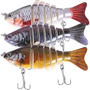 imageRESTCLOUD MultiSegment Fishing Lures Lifelike Swimbait for Bass Trout Pike Slow Sinking Lures 3Pack