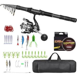 imageTelescopic Fishing Rod and Reel Combo Spinning Reel with Carrier Bag Travel Saltwater Freshwater Fishing69 Feet