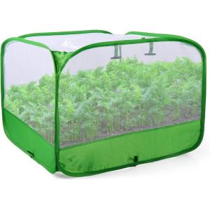 imageMesh Plant Cover for Outdoor Plant Netting Protector Garden Enclosure Cloche for Fruit Vegetables Strawberry Flowers and Herbs PopUp Cage with 4 Stakes White with Green 394quot x 394quot x 197quot