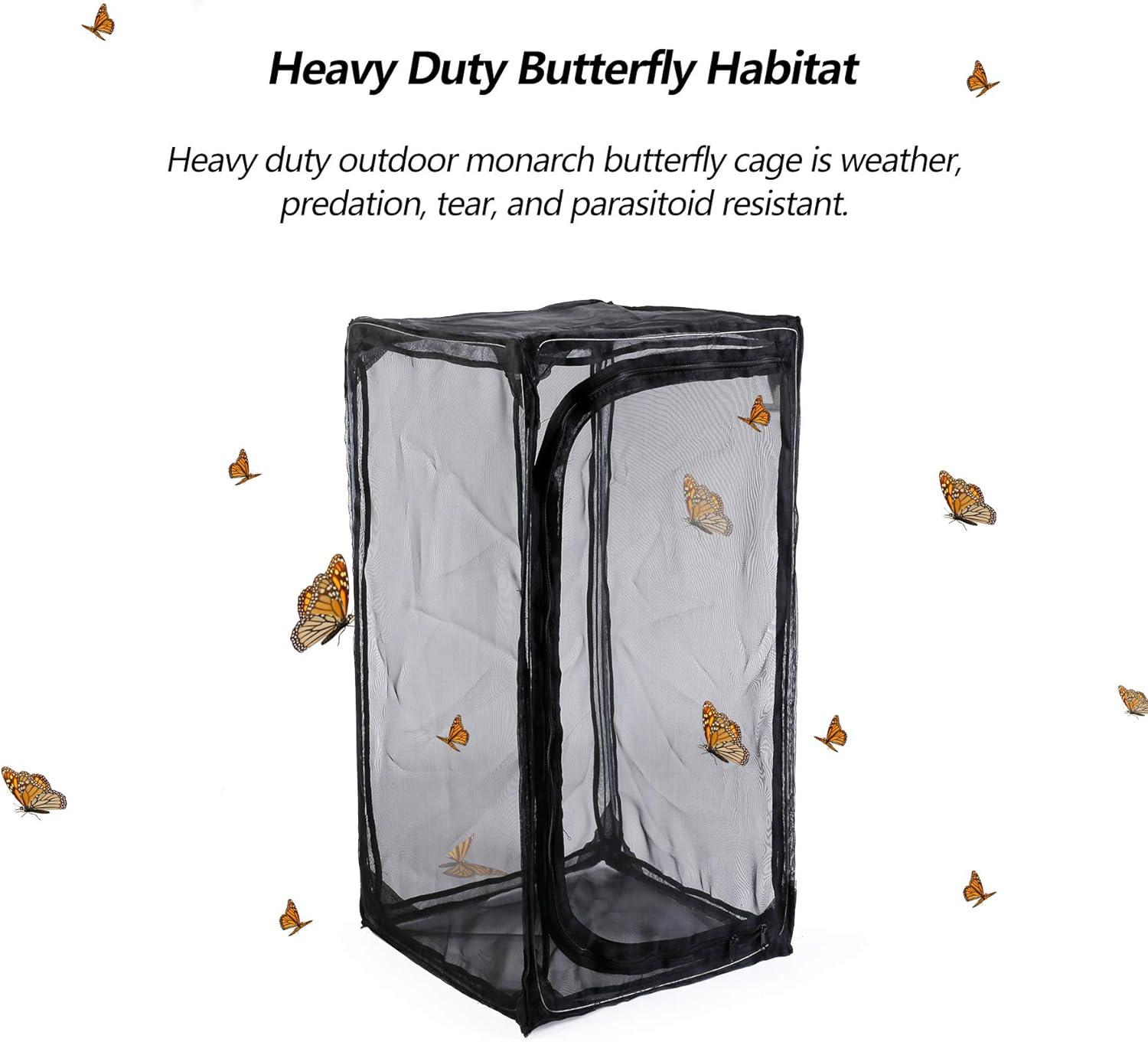 image30quot Heavy Duty Monarch Butterfly Habitat Outdoor Collapsible Insect Mesh Cage Terrarium Popup with Zipper Protection and Unzip BottomRemovable Bottom 46 Tall