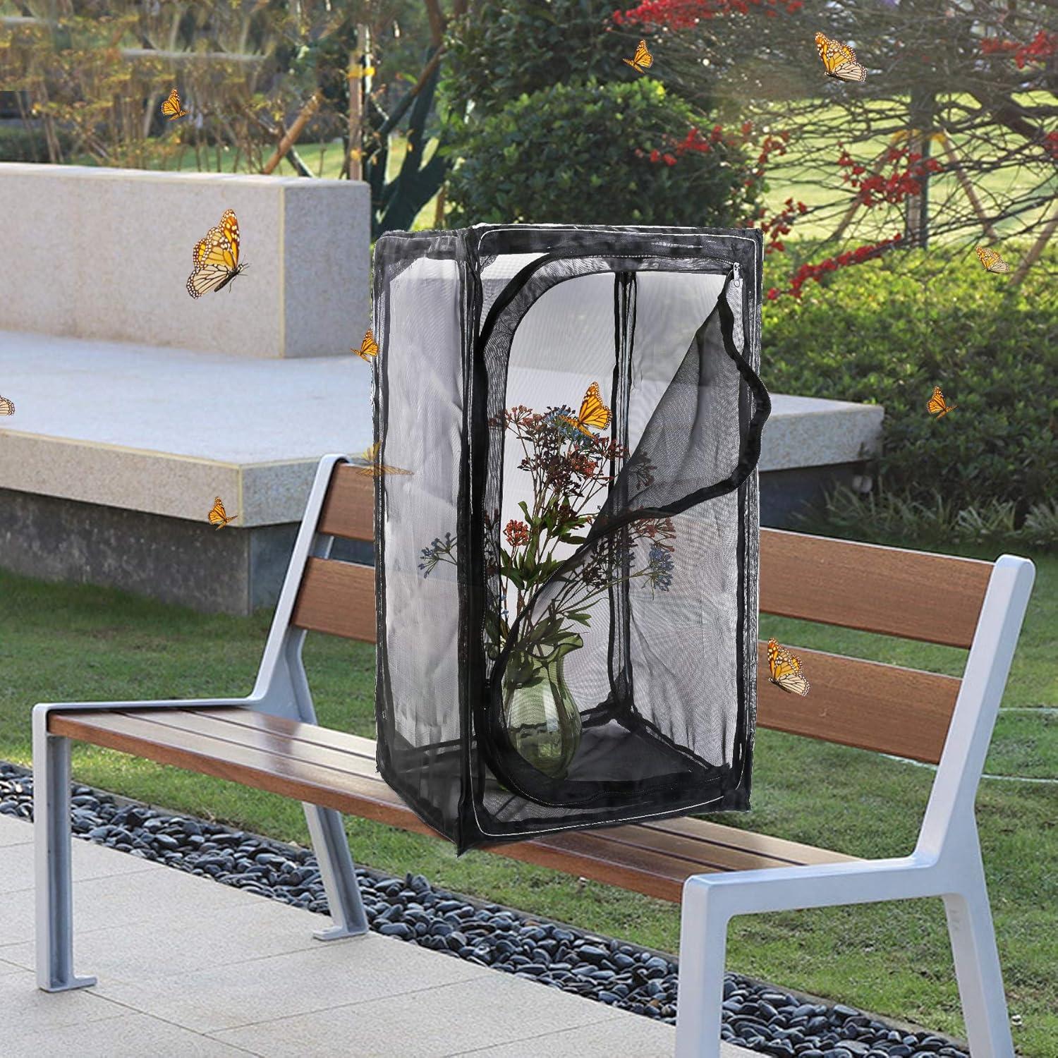 image30quot Heavy Duty Monarch Butterfly Habitat Outdoor Collapsible Insect Mesh Cage Terrarium Popup with Zipper Protection and Unzip BottomZip Down Bottom