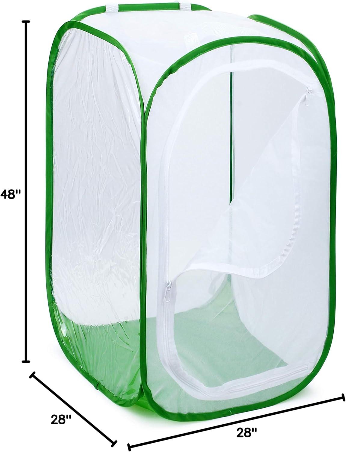 image4 Feet Extra Large Monarch Butterfly Habitat Giant Collapsible Insect Mesh Cage Terrarium Popup White  Green 28 x 28 x 48 InchesWhite  Green