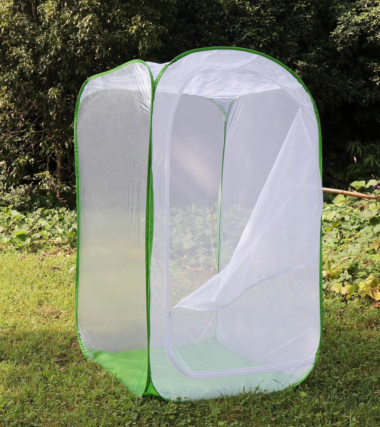 image4 Feet Extra Large Monarch Butterfly Habitat Giant Collapsible Insect Mesh Cage Terrarium Popup White  Green 28 x 28 x 48 InchesWhite  Green