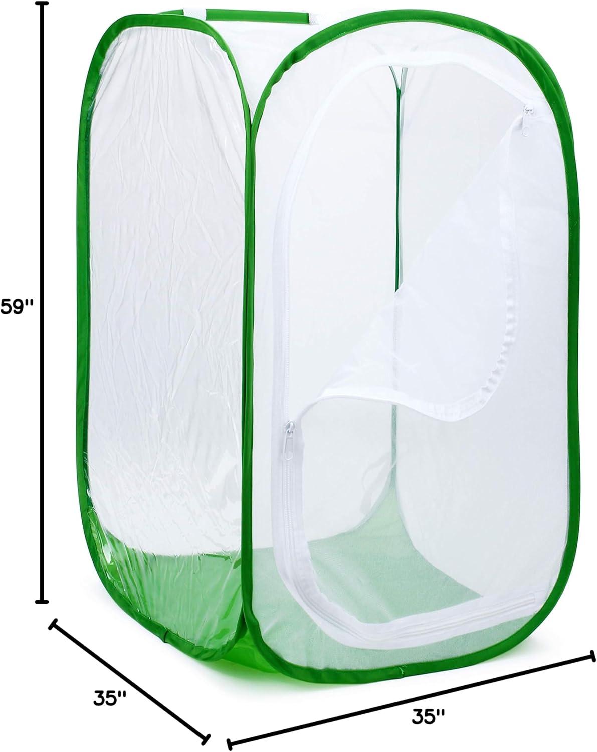 image4 Feet Extra Large Monarch Butterfly Habitat Giant Collapsible Insect Mesh Cage Terrarium Popup White  Green 28 x 28 x 48 InchesWhite  Green