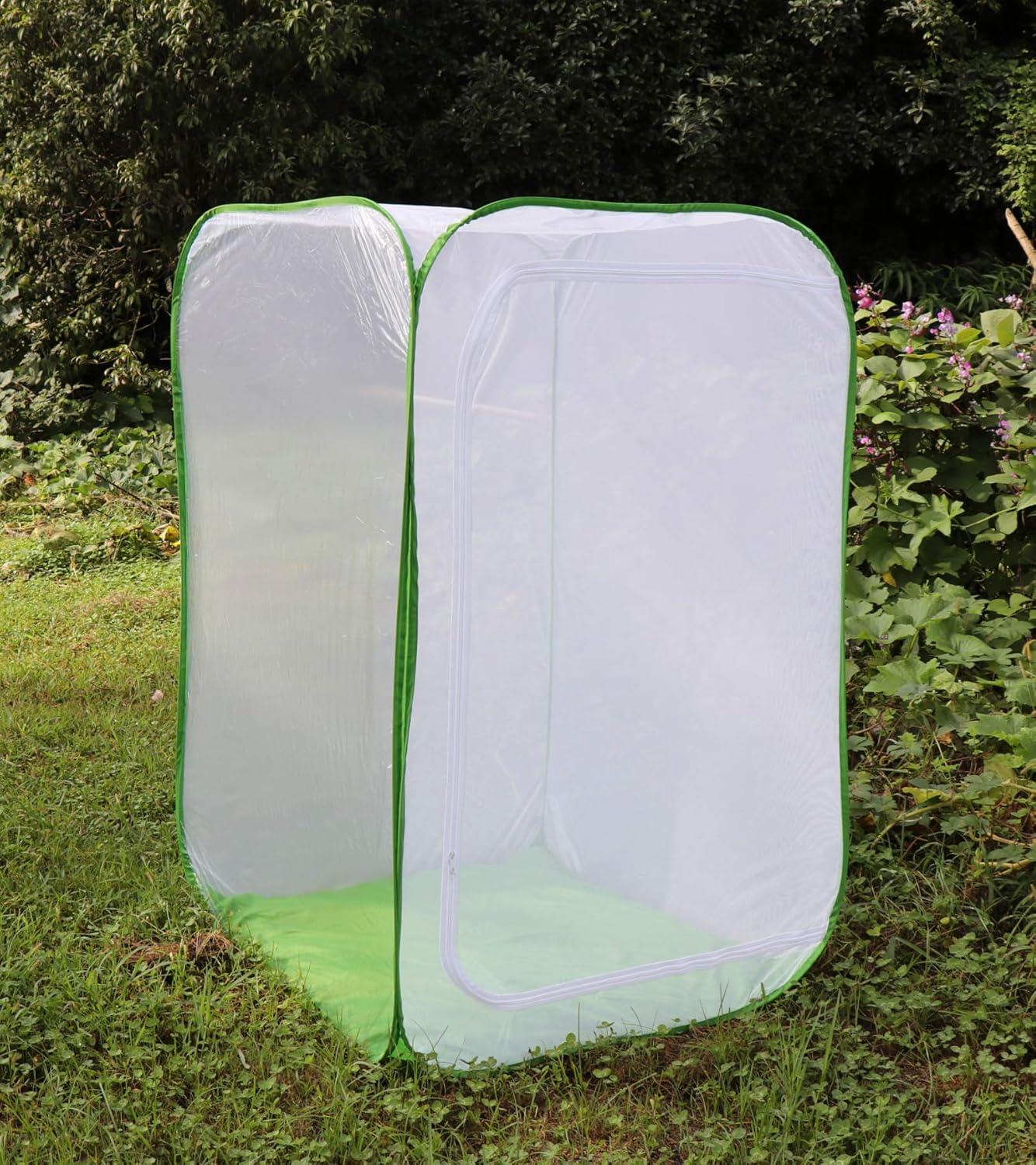 image4 Feet Extra Large Monarch Butterfly Habitat Giant Collapsible Insect Mesh Cage Terrarium Popup White  Green 28 x 28 x 48 InchesWhite  Green