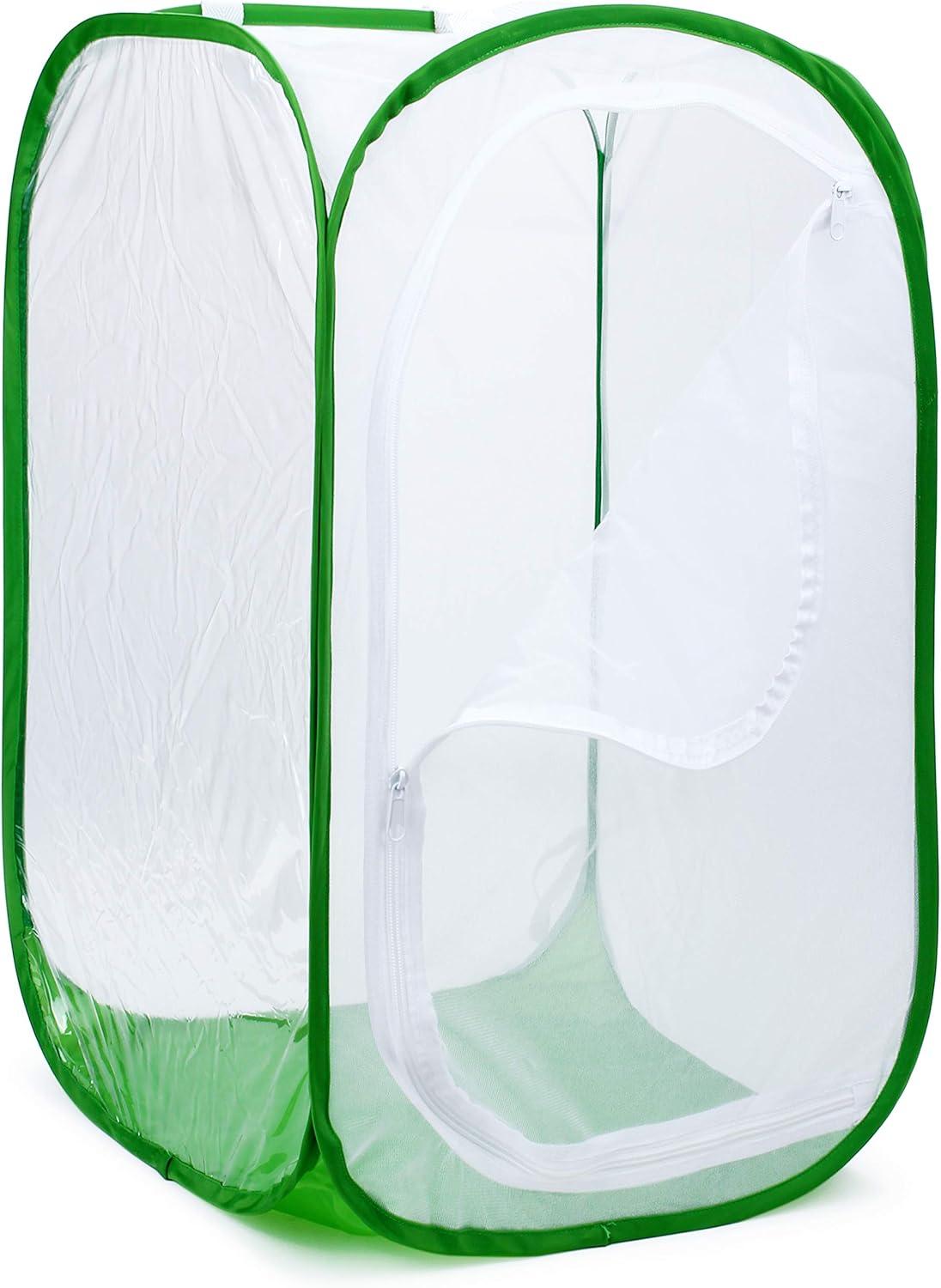 image4 Feet Extra Large Monarch Butterfly Habitat Giant Collapsible Insect Mesh Cage Terrarium Popup White  Green 28 x 28 x 48 InchesWhite  Green