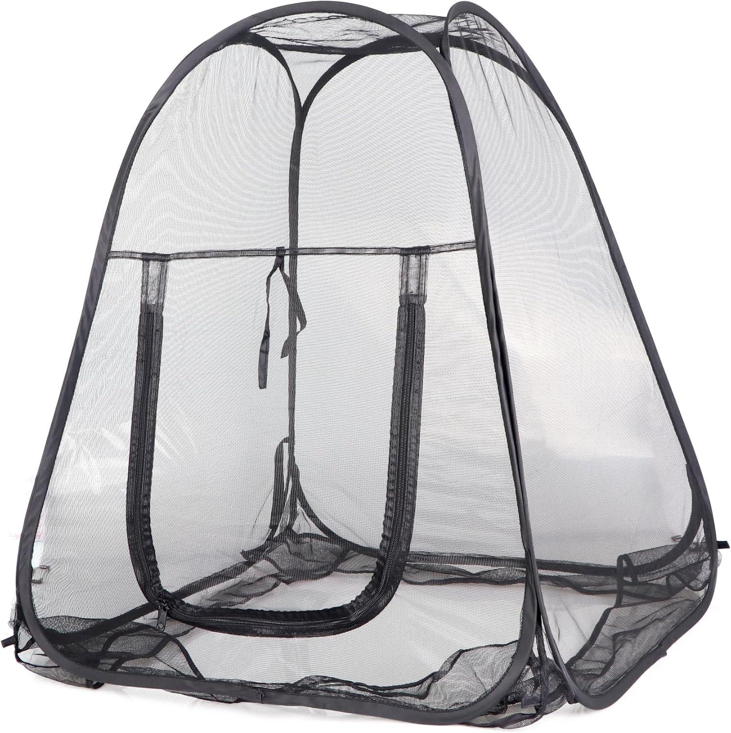 imageMesh Plant Cover from Animals Plant Netting Pest Guard Cover Plant Tent Cage Popup with 4 Stakes for Vegetables Fruits Flowers 28 x 28 x 32 InchesBlack