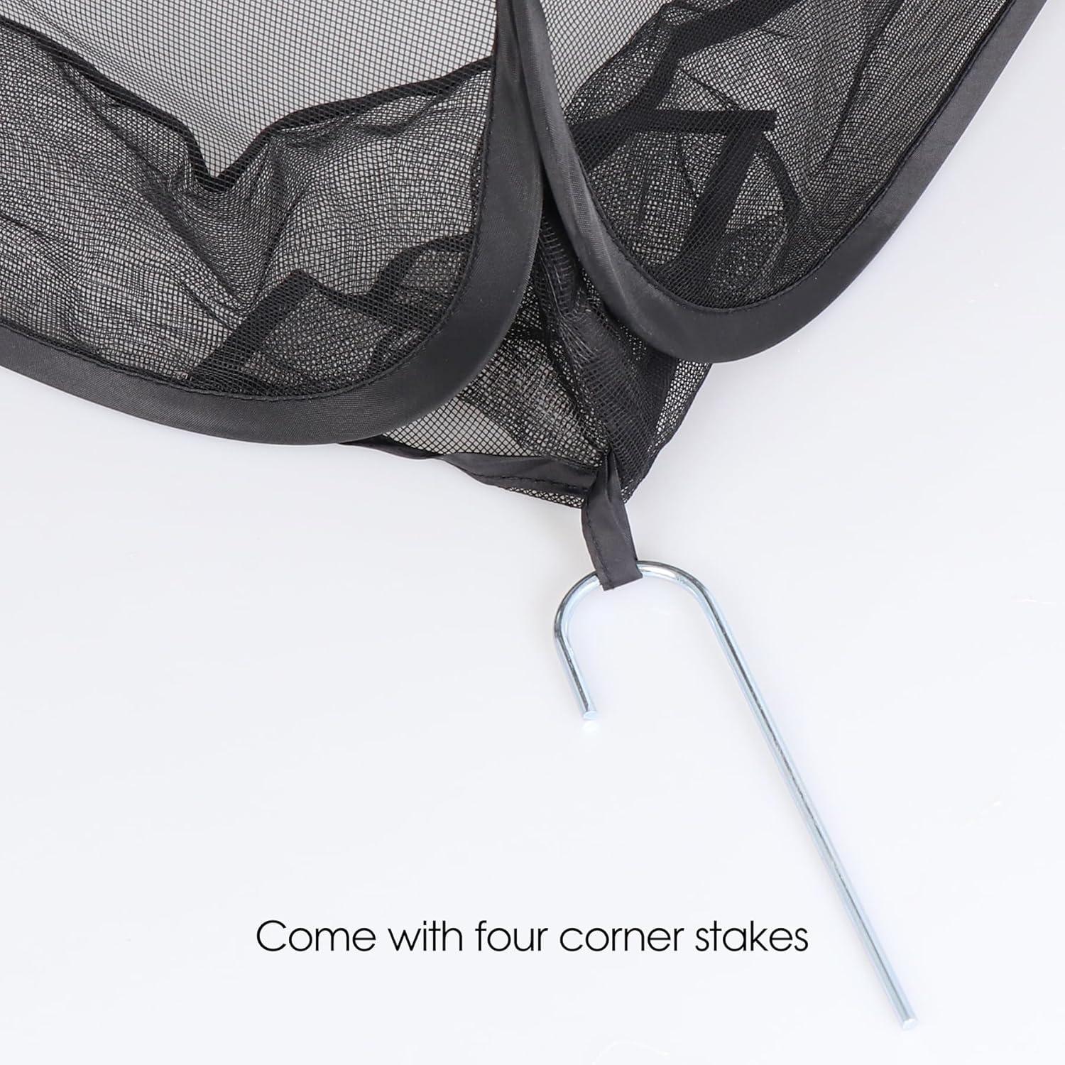 imageMesh Plant Cover from Animals Plant Netting Pest Guard Cover Plant Tent Cage Popup with 4 Stakes for Vegetables Fruits Flowers 28 x 28 x 32 InchesBlack