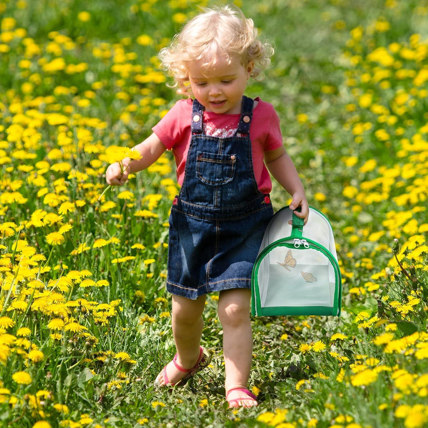 imageSmall Butterfly Habitat Insect Mesh Cage Caterpillar Enclosure Critter Cage Bug Terrarium Portable Carry Handle Easy to Observe 8 x 8 x 8 Inches