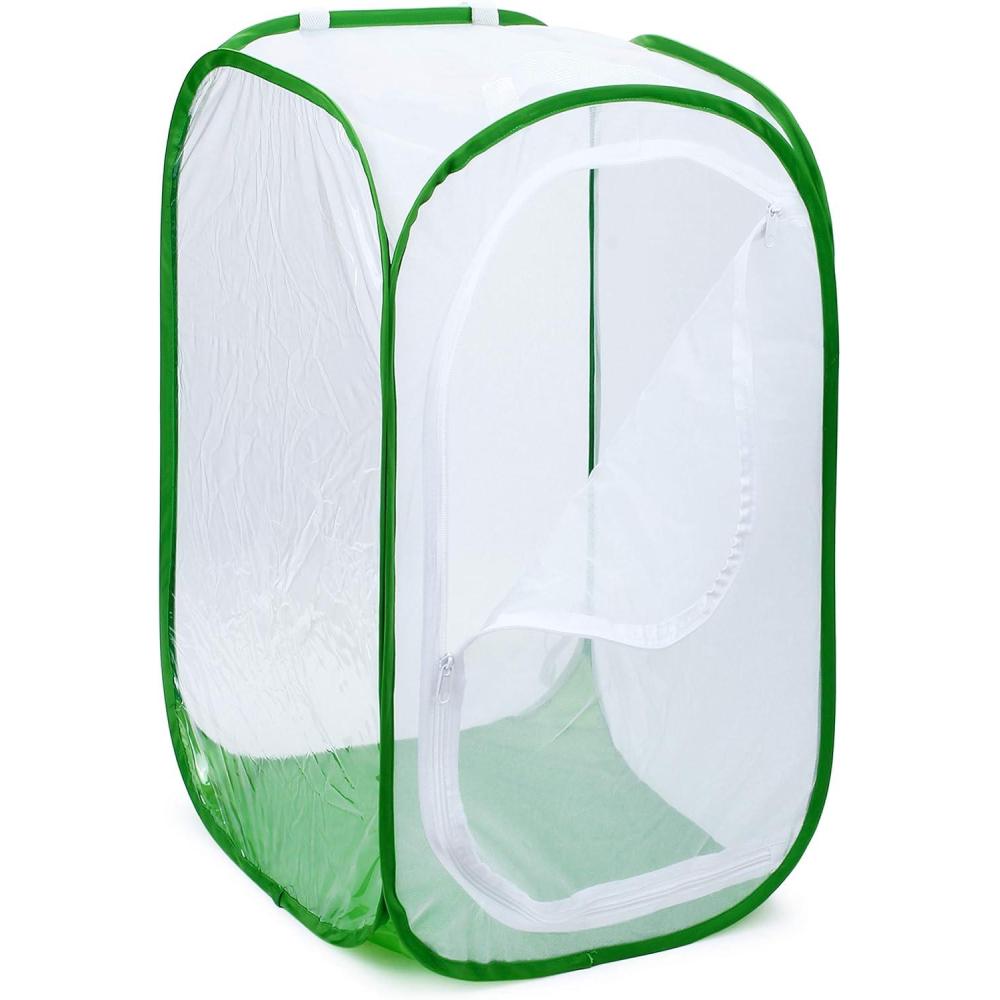 image4 Feet Extra Large Monarch Butterfly Habitat Giant Collapsible Insect Mesh Cage Terrarium Popup White  Green 28 x 28 x 48 InchesWhite  Green