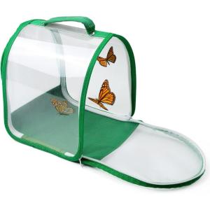 imageSmall Butterfly Habitat Insect Mesh Cage Caterpillar Enclosure Critter Cage Bug Terrarium Portable Carry Handle Easy to Observe 8 x 8 x 8 Inches