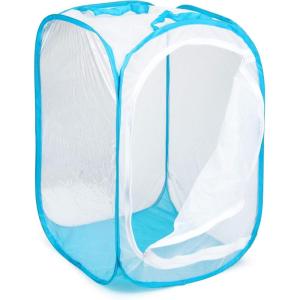 image:imageRESTCLOUD 36 Large Monarch Butterfly Habitat Giant Collapsible Insect Mesh Cage Terrarium Popup 24 x 24 x 36 InchesWhite with Blue